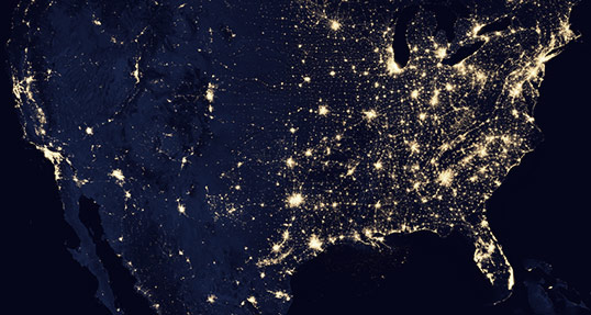 Map of the US with job market hot spots