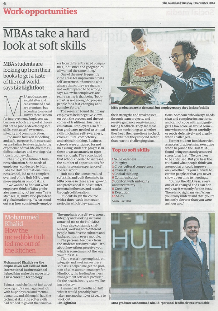 The Guardian talks about Hult's soft skills in the MBA program