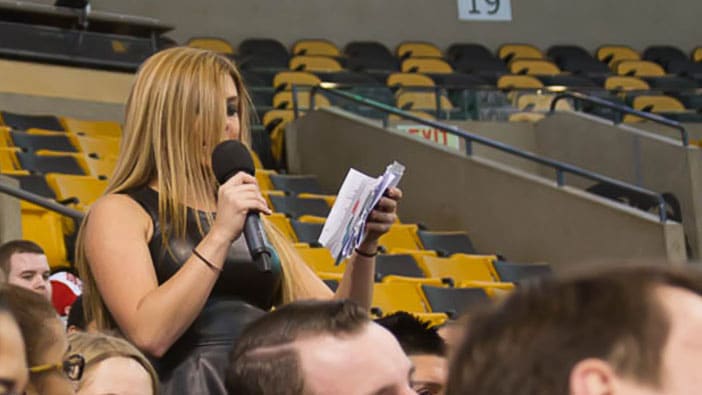 Hult Boston students ask questions at the Celtics career series