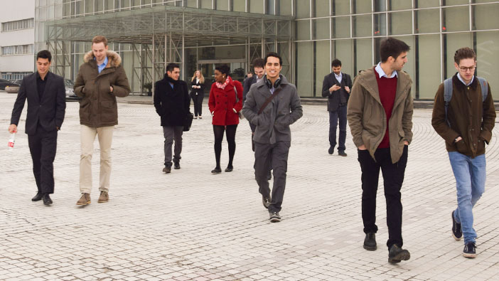 Hult Shanghai students taking a tour of the Volkswagen compound